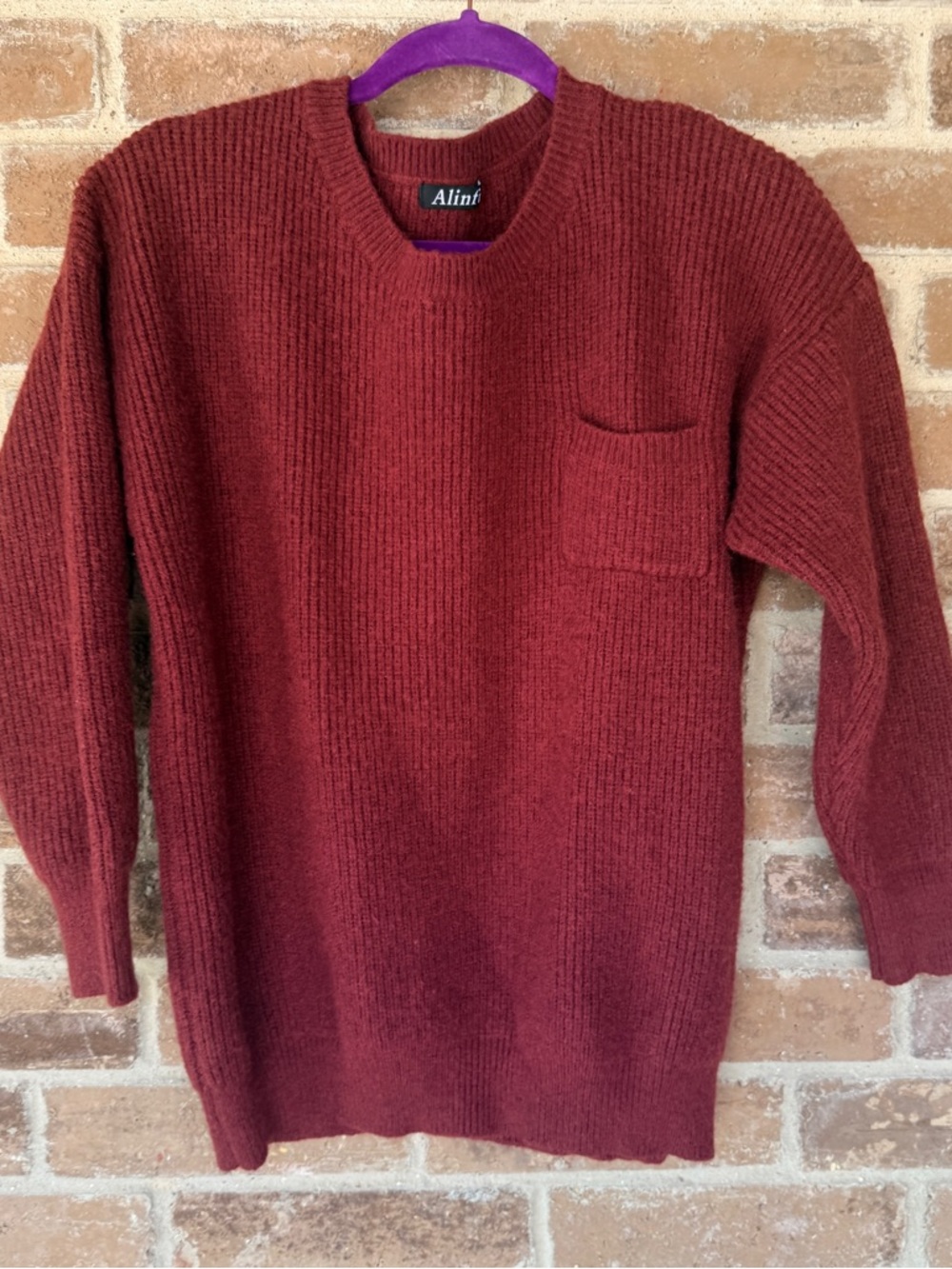 Women’s Ribbed Crewneck Sweater in Deep Wine